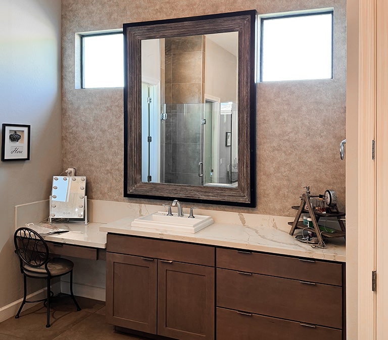 Custom bathroom design featuring elegant cabinetry